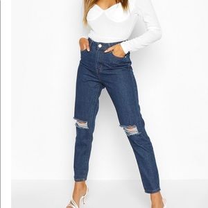 High Waist Distressed Mom Jeans